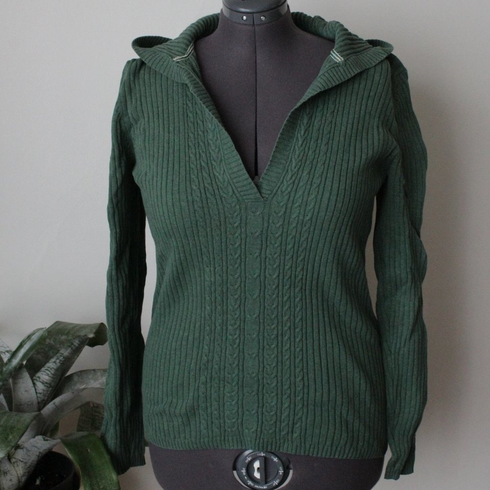 Old Navy Green Cable knit hooded sweater XL